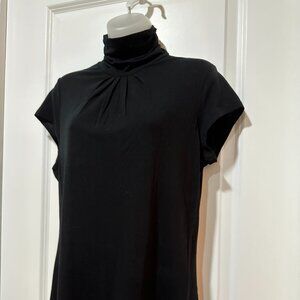 Banana Republic Black Cap Sleeve Soft Turtleneck Top, Size L